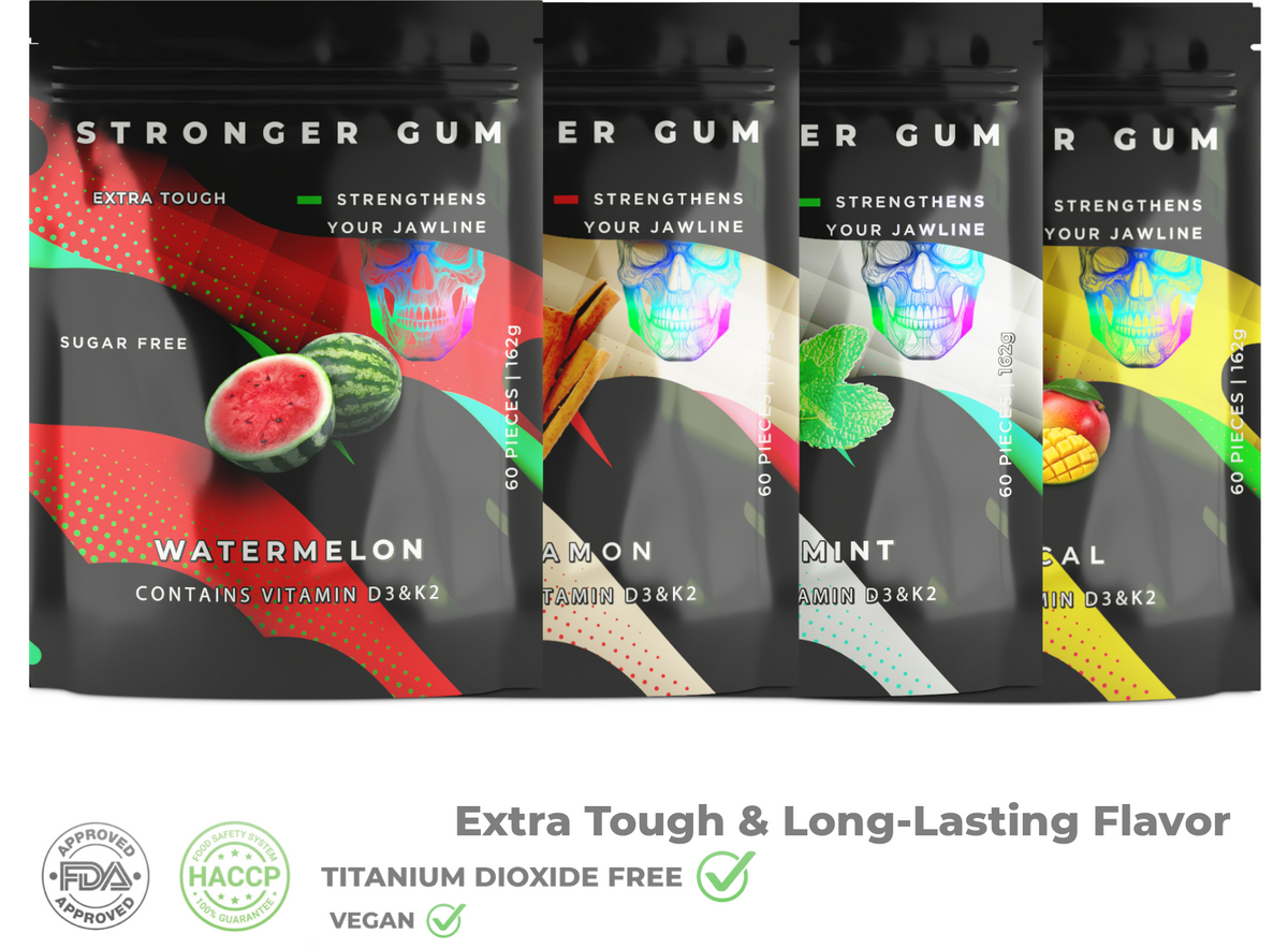Stronger Gum EXTRA STARK 4-PACK DEAL (648 g) - Harter Kaugummi | Bester Kaugummi für die Kieferlinie
