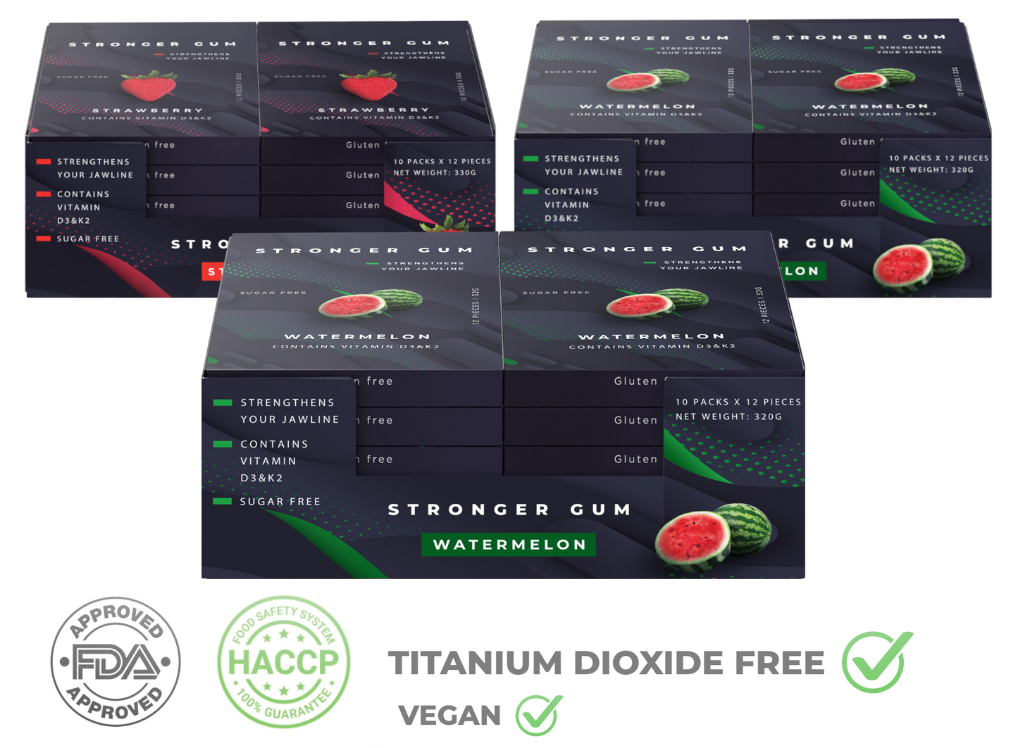 Stronger Gum für die Jawline 3-PACK DEAL (980g) | Bester Kaugummi für die Jawline