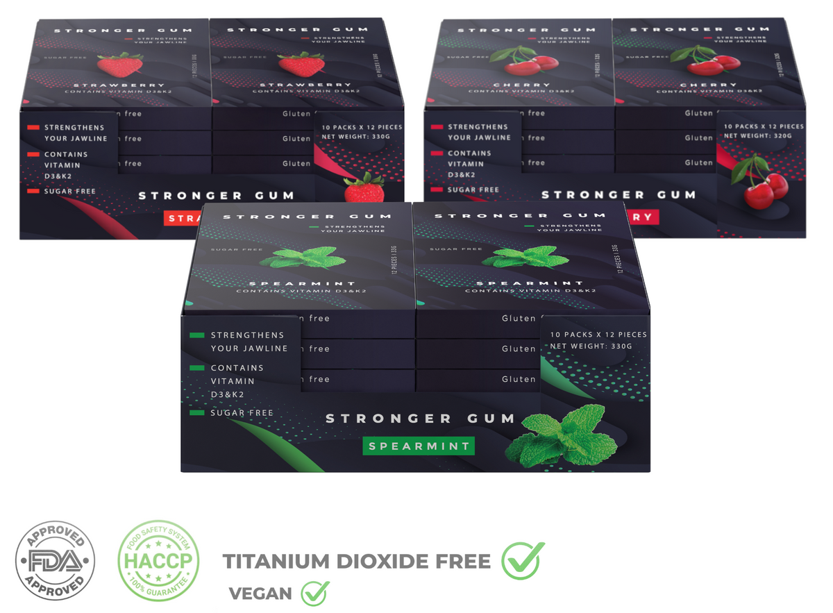 Stronger Gum für die Jawline 3-PACK DEAL (960g) - Harter Kaugummi | Bester Kaugummi für die Kieferlinie